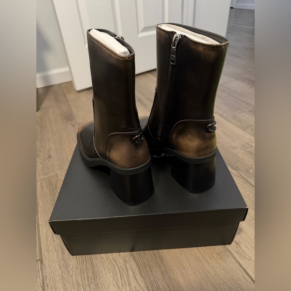 Brown Ankle Boots with Block Heel